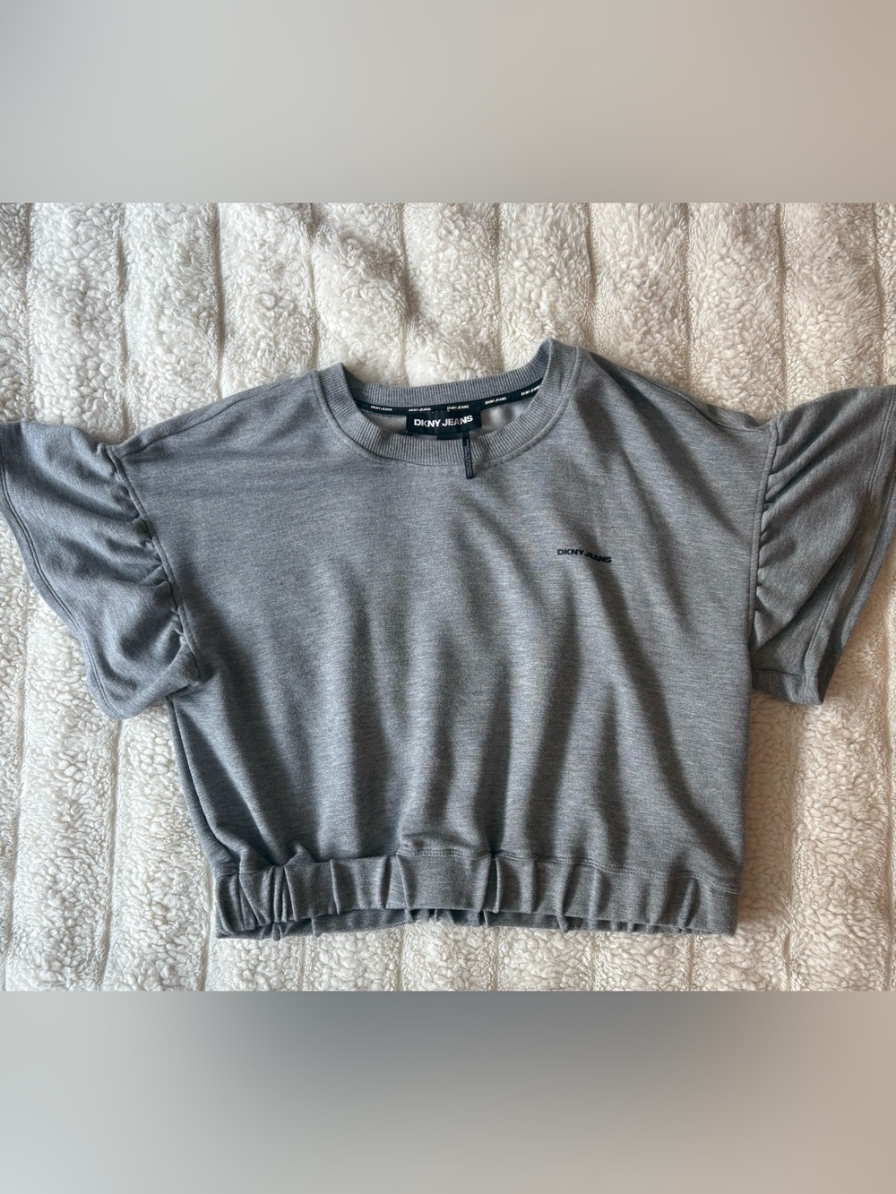 DKNY Gray Cropped Crewneck Sweatshirt